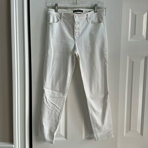 Abercrombie and Fitch white denim mid rise super skinny ankle jeans